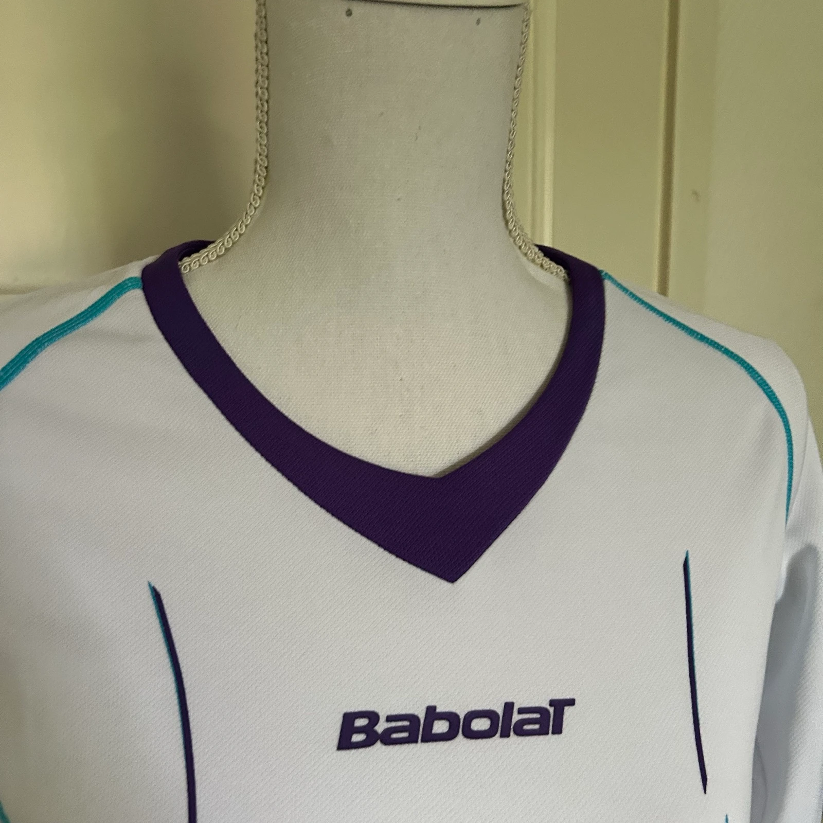 Babolat Sports Shirt / Tennis Shirt Long Sleeve – White / Purple / Blue – Size M – photo 3